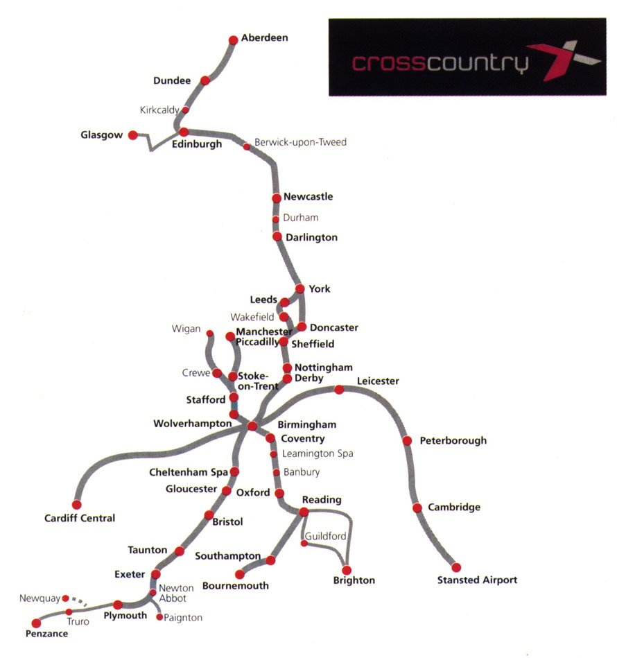 Cross Country train / rail maps
